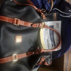 Dooney & Bourke Black and Brown Leather Handbag